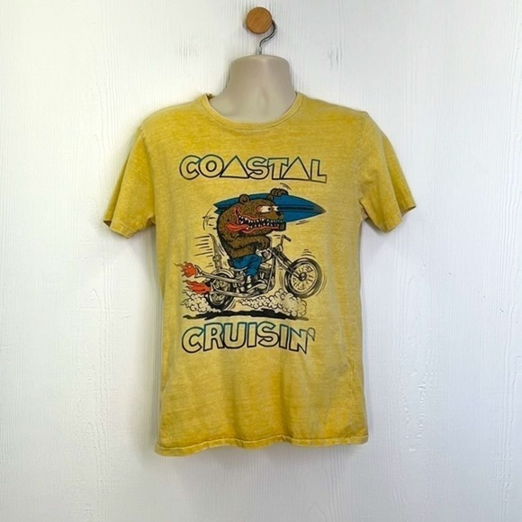 Lucky Brand - Coastal Cruisin Surfin Motorcycle Bear Short Sleeve T Shirt Small - Picture 2 of 11